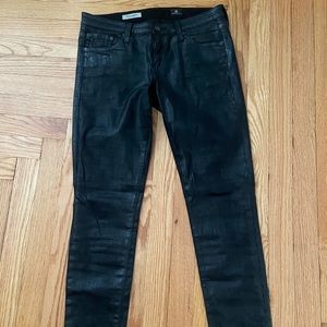 AG Leather like black skinny jeans